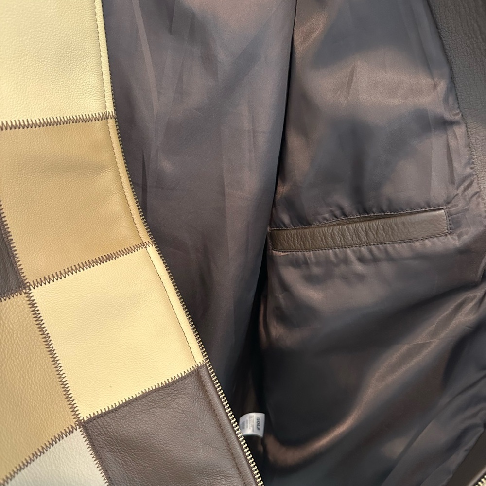 Golf Wang Leather Patchwork Jacket Brown Combo La… - image 7